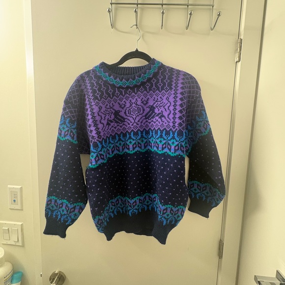 Dale of Norway Other - Vintage Men’s Dale of Norway Wool Sweater Blue Deer Print Crew Neck Size S